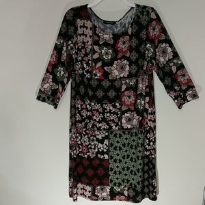 Nine West Black Floral Shift Dress